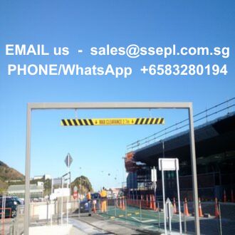 Construction site entrance under blue sky with contact info overlay: Email sales@ssepl.com.sg, WhatsApp/Phone +65 83280194.