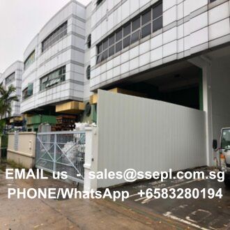 Exterior view of a modern white building under construction with a gated entry; overlay text shows contact info: EMAIL us sales@ssepl.com.sg PHONE/WhatsApp +65 83280194.