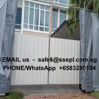 Gate entrance with overlaid contact text: 'EMAIL us - sales@ssepl.com.sg PHONE/WhatsApp +65 8328 0194'